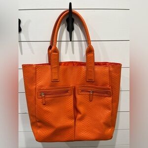 Neiman Marcus orange alligator skin tote bag
